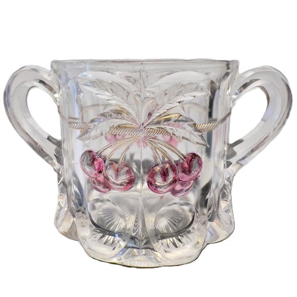 EAPG Antique Northwood Glass Spooner Open Sugar Bowl Cherry & Cable Early 1900s - Picture 6 of 11